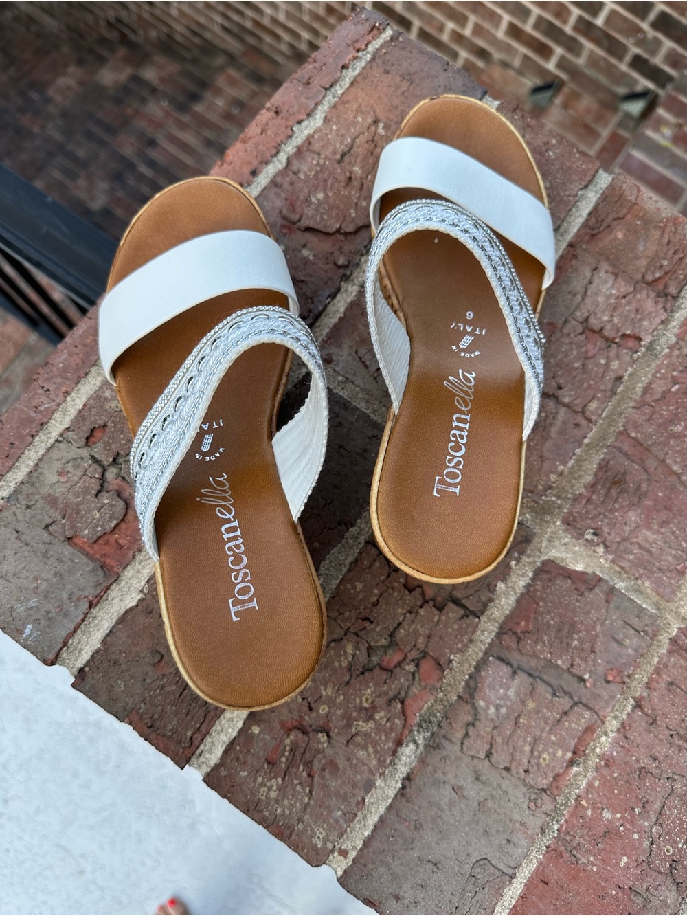 Italian Shoemakers White/silver Embellished Wedge Slides size 6 - Picture 5 of 8